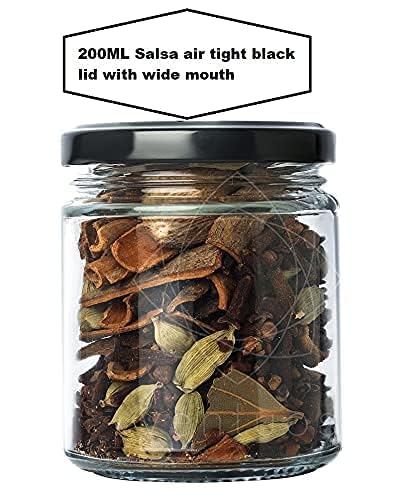 Cartvilla Glass Small Containers Set Of 6Airtight Masala And Spices/Dry Fruits Storage Jars For Refrigerator | Round Shape Bottl